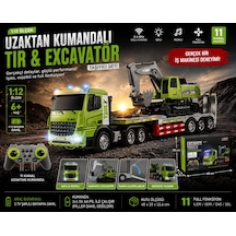Elektirikli Rc 1:12 Ölçek Uzaktan Kumandalı Tır Ve Excavatör Taşıyıcı Seti Işıklı Müzikli Full Fonksiyon Rc