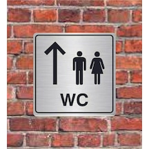 Wc İleride Yazılı Metal Yönlendirme Levhası 15x15 Cm