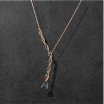 Damla Kesim Mistik Topaz Taşlı 925 Ayar Gümüş Y Kolye Işıltılı Ve Zarif Tasarım Gümüş