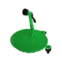 Mufunye Yeşil Gartımsı Geniş Kullanımlı 7.5m Şişirilebilir Su Hortumu, Yüksek Basınçlı Yıkama Pistoli Ve Bağlantı Aksesuarları Seti