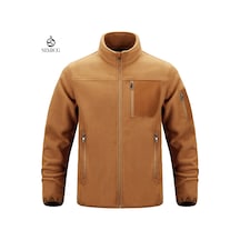 Erkekler İçin Dik Yakalı Günlük Polar Ceket Kahverengi