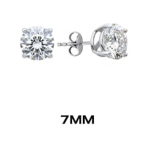Oya Silver Yuvarlak Tırnaklı Zirkon Tektaş Rodyumlu Vidalı Unisex Gümüş Küpe 7mm Oysy139