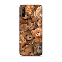 Realme C3 Uyumlu Aşk Ve Sevimli Ayılar Desenli Silikon Kılıf