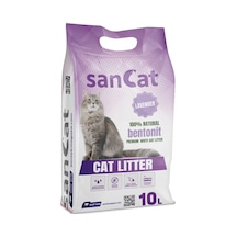 Sancat Premium Lavanta Kokulu Topaklaşan Beyaz Bentonit Kedi Kumu 10 L