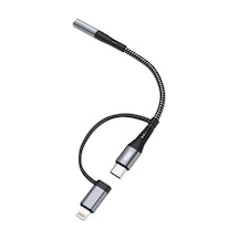 Go-des Gd-uc173 3.5mm Jack Girişli Type-c Ve Lightning 2in1 Ses Kablosu Siyah