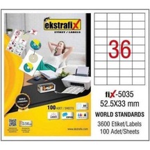Ekstrafix Laser Etiket 100 Yp 52.5X33 Laser-Copy-Inkjet Fix-5035