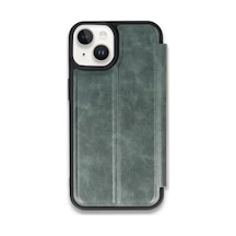 Newface Apple Apple iPhone Uyumlu  15 Kılıf Flip Cover - Koyu Yeşil