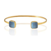 Kadir Jewellery 22 Ayar Altın Kaplama El İşçiliği Zirkon Taşlı Kadın Charm Bileklik Mavi