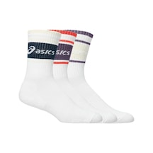 Asics 3 Pack Logo Crew Renkli 3lü Tenis Çorabı Beyaz