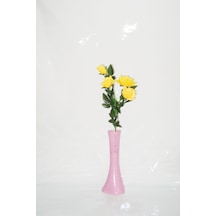 40 Cm Pembe İşlemeli Vazo Sarı Gül