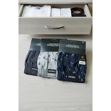 İkikareshop Kenpaul Desenli Poplin Erkek Boxer 3 Adet Çok Renkli