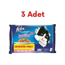Purina Felix Sığır Etli ve Tavuklu Yaş Kedi Konserve Mama 3'lü 4 x 85 G