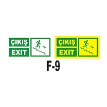 Fosforlu & Düz Levha Çıkış Exıt Yönlendirme Sağ Merdiven Iniş