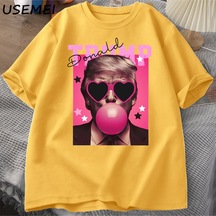 Flood Of Style Donald Trump T-shirts Men Election Trump Trump Pink Sun Glasses Bubble Gum Tshirt Funny Graph Sarı