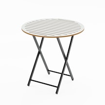 Katlanır 4 Kişilik Yuvarlak Bahçe Masası Bistro Masa 70x70 Beyaz