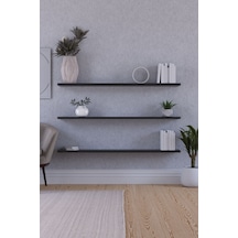 Yankı-BYEG 100 cm 3lü Mat Siyah Mdf Duvar Rafı Gizli Bağlantı Kitaplık