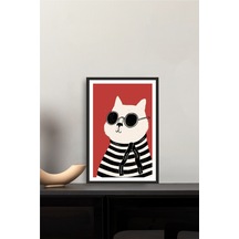 Kedi Tasarımlı Çerçeve Görünümlü Mdf Tablo Çok Renkli - 713607490 Çok Renkli