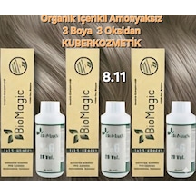 Biomagic 8.11yoğun Küllü Açık Kumral Organik İçerikli Amonyaksız Kalıcı Kokusuz Saç Boyası 3 Boya+ 3 Oksidan