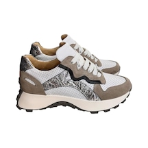 Beyaz Hakiki Deri Vizon Garnili Comfort Taban Bağcıklı Sneaker Beyaz