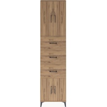 Arges Dolap Tek Raflı 3 Çekmeceli 4 Kapaklı 60x30x243 Çam-çam Çam