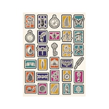30 Adet Vintage Botanik Ve Antika Sticker Seti - Ajanda Laptop Scrapbook Defter Çok Renkli