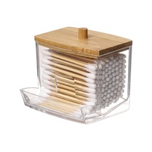 Plastik Pamuklu Çubukla Topu Tutucu Şeffaf Kozmetik Saklama Kutusu Banyo Konteyner Dağıtıcı Gümüş