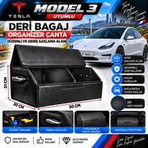 Tesla Model 3 Uyumlu Oto Bagaj Organizeri Deri Bagaj Kutu Çanta 1