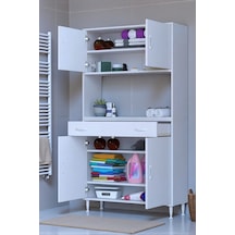 Eliusta Artex 90 Cm Yüksek Organizasyonlu Boy Dolabı 90x173x32,5 Cm Beyaz Banyo/mutfak Dolabı Beyaz