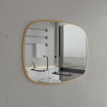 30x40 Cm Modern Minimalist Kare Oval Duvar Aynası Altın Çerçeveli Banyo Ve Salon Dekor Aynası Altın