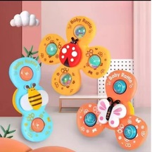 3 Parça Renkli Set Vantuzlu Dönen Banyo Oyuncakları Çocuk
