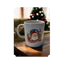 Mutlu Yıllar Noel Baba Temalı Porselen Kupa, Beyaz, Yeni Yıl Dekorlu, Kahve Çay Bardağı Mutlu Yıllar Kırmızı Noel Beyaz - Çok Renkli