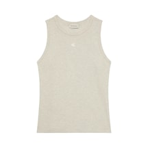 Calvin Klein Sl Monogram Patch Wa Bej Kadın Kolsuz Tişört