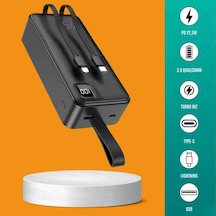 30000 Mah 22,5w Süper Hızlı Lightning Ve Tyype C Powerbank Siyah