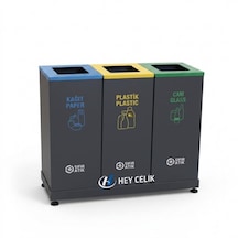 3 Lü Sıfır Atık Geri Dönüşüm Ünitesi Gd-709 Metal Atık Ayrıştırma Sistemi Hey Çelik