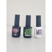 Uno Primer 15 ML + Rubber Base 15 ML + Super Shine Top Coat 15 Kalıcı Oje Seti