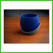 Vaveni 3d Baskı Küre Saksı - Kafes Dokulu İki Parçalı Dekoratif Saksı - Mavi-gri Arz