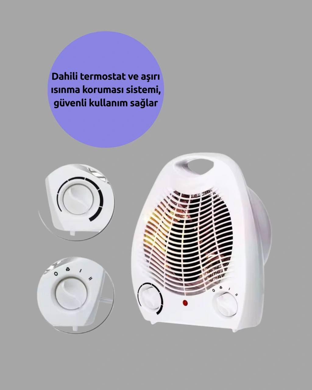 Mini Elektrikli Isıtıcı 2000w Termostatlı Fanlı Isıtma, Taşınabilir Tasarım Çok Renkli