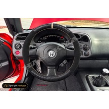 Honda Civic Dikme Direksiyon Kılıfı Alcantara Süet Mat Karbon Bej Yüzük Ve Dikiş 3 Kapılı Ep3 Type-r-hb 2001-2005