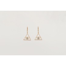 18k Rose Gold Plated Trieye Drop Küpe Gold