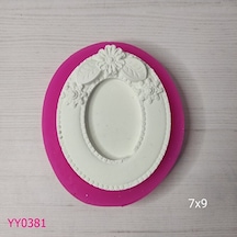 Yy0381 Üstü Üç Çiçekli Elips Çerçeve Silikon Kalıp