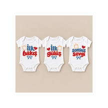Babylimon İlk Hatıra Üçlü Beyaz Kısa Kollu Bebek Zıbın Seti Beyaz - 930083786 Beyaz