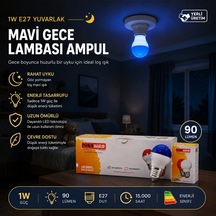 10 Adet 1w E27 Mavi Yuvarlak Gece Lambası Led Ampul Eamp-075 Bx40 Çok Renkli