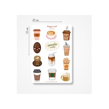 Kahve Temalı Sticker Seti - 12 Parça Standart