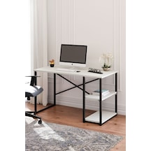 Ceramical Msr Raflı Ofis Bilgisayar Çalışma Masası Beyaz 60 x 120 x 72 CM