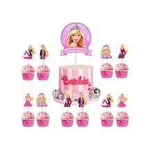 Barbie Cake Topper Set Pasta Seti 20 Kürdan 25 Kek Kalıbı 1 Pasta Üstü Büyük Doğum Günü Pasta Süsü +3
