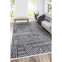 Revna Antrasit Yıkanabilir Halı Kaydırmaz Tabanlı Pamuk Dokuma Salon Mutfak Koridor İçin Antrasit