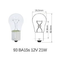 Oto Ampul 93 Ba15s 12v 21w Tek Duyarlı Düz Tırnak Şeffaf Işık Sinyal Fren Ve Geri Vites Lambası Standart Halojen Inwells Inw001 022 10 Adet