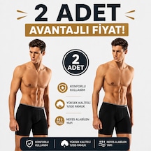 Erdem Erkek Siyah 2 Adet Likralı Uzun Paça Boxer Kutulu- 1470sw
