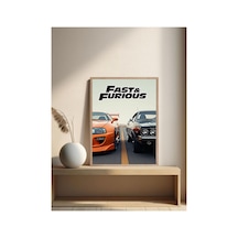 Fast & Furious Doğal Ahşap Çerçeveli Tek Parça Dekoratif Tablo Çok Renkli - 843839600 Çok Renkli