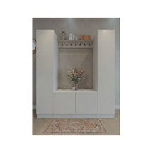 Karnaval Portmanto P9102-1 Beyaz - 4 Kapaklı Askılık Portmanto - Vestiyer - Ayakkabılık